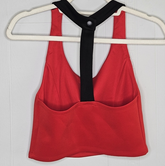 Forever 21 Red Lined Crop Top Black T-strap Back Sz M NWOT - Picture 2 of 9